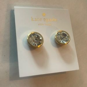 KATE SPADE CRYSTAL GOLD STUD EARRINGS NEW ON CARD ..!